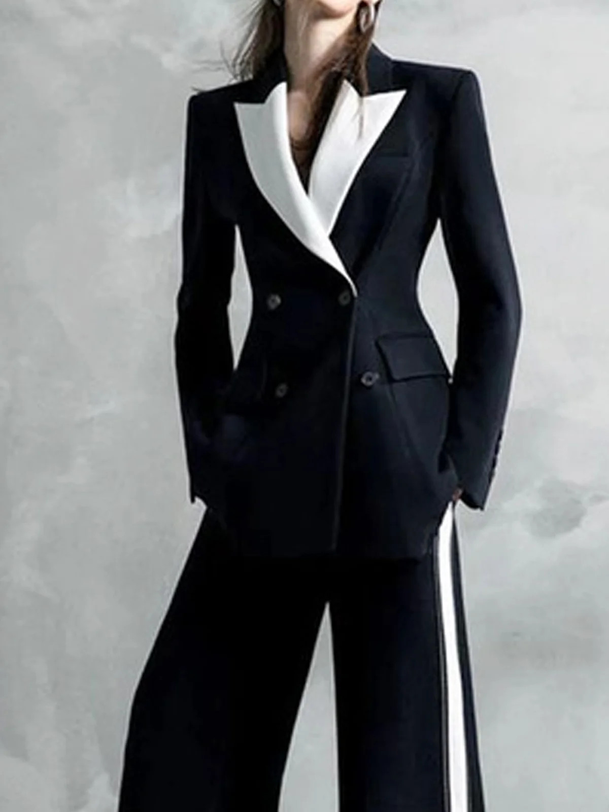 Shawl Collar Regular Fit Contrast Stitching Urban Blazer | Stylewe