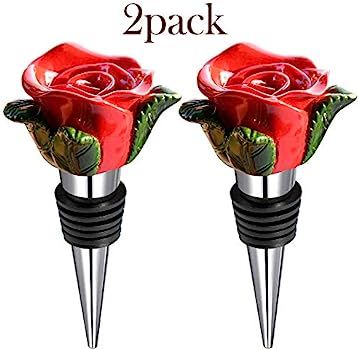 Red Rose Wine Stopper Decorative,Wine Bottle Stopper Stainless Steel,Personalised Gifts for Birth... | Amazon (US)