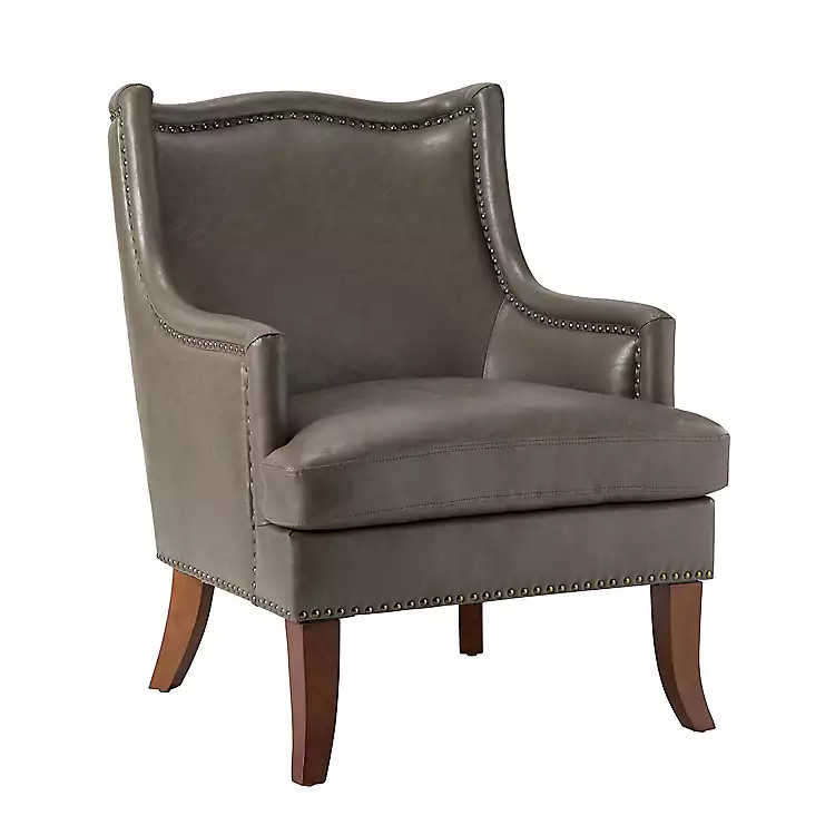 New! Gray Faux Leather Wingback Accent Chair | Kirkland's Home