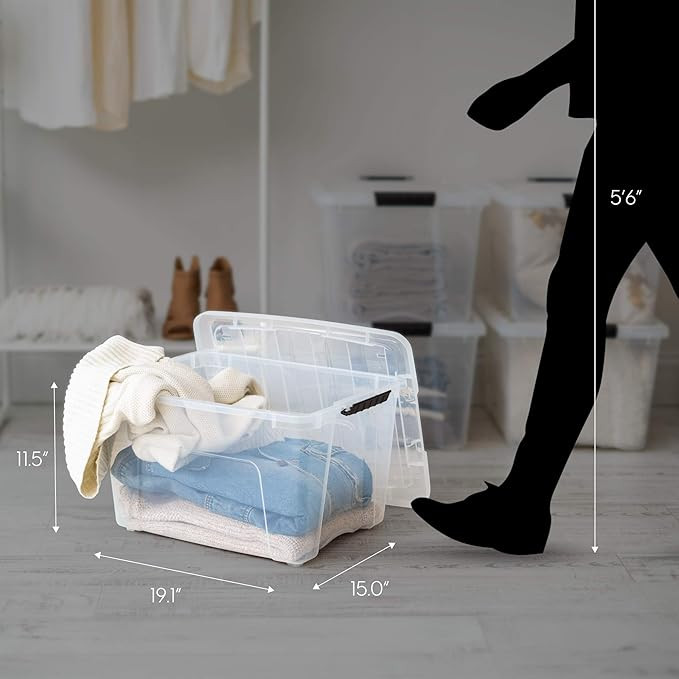 IRIS USA TB Clear Plastic Storage Bin Tote Organizing Container with Durable Lid and Secure Latch... | Amazon (US)