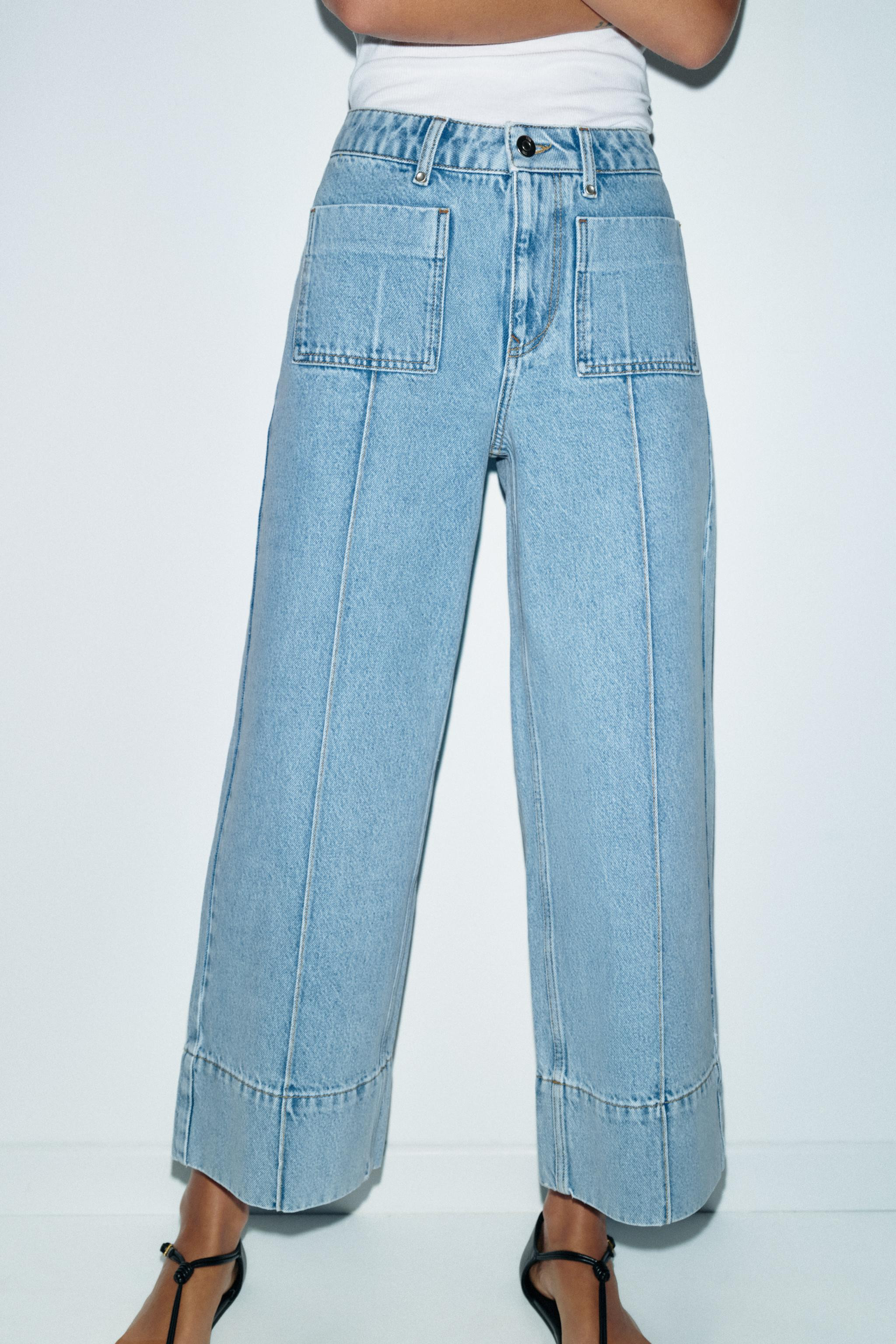 Z1975 HIGH WAIST WIDE LEG CROPPED JEANS | Zara Canada