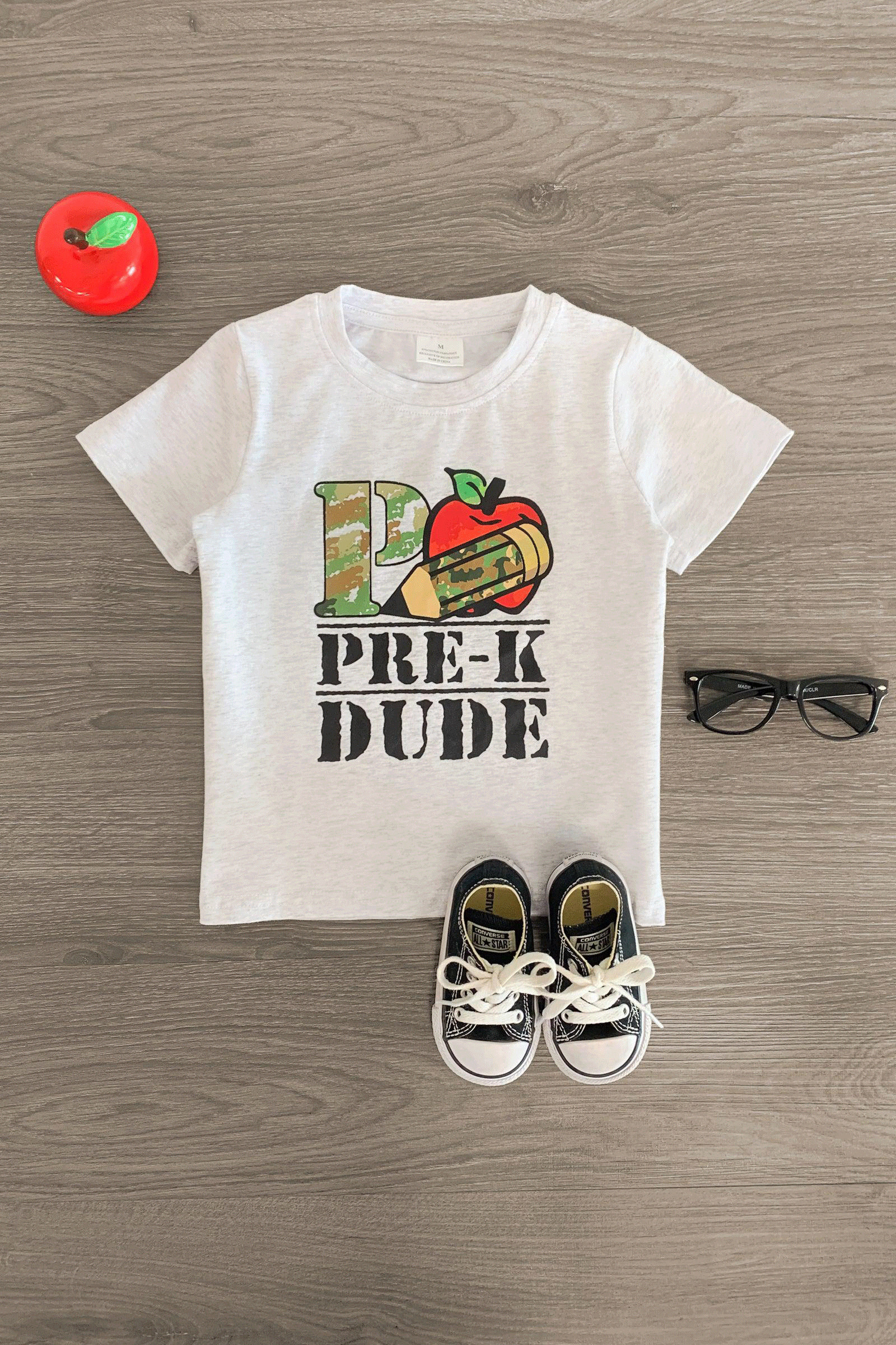 "Pre-K - 3rd Grade Dude" Gray Camo Top | Sparkle In Pink