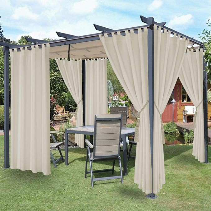 LORDTEX Waterproof Indoor/Outdoor Curtains for Patio - Thermal Insulated, Sun Blocking Detachable... | Amazon (US)