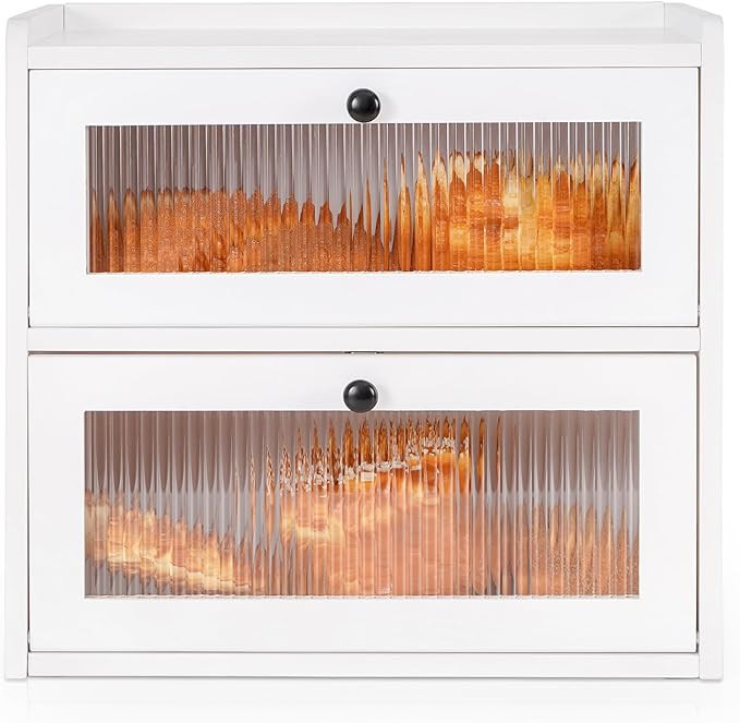 Sunhoo Bread Box for Kitchen Countertop Wooden Bread Storage Container Bin 2 Layer Breadbox Holde... | Amazon (US)