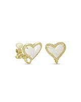 Ari Heart Gold Stud Clip On Earrings in Iridescent Drusy | Kendra Scott