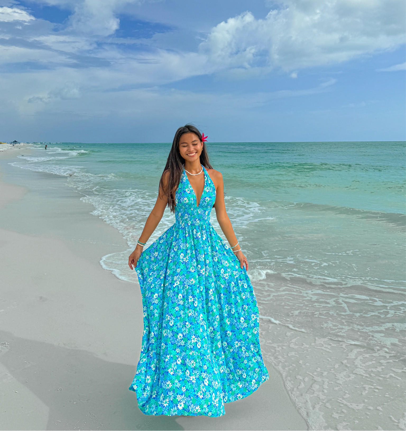 beachy maxi dress from grey bandit | use code ITSCAROXLINE for a discount! wearing a size XS.