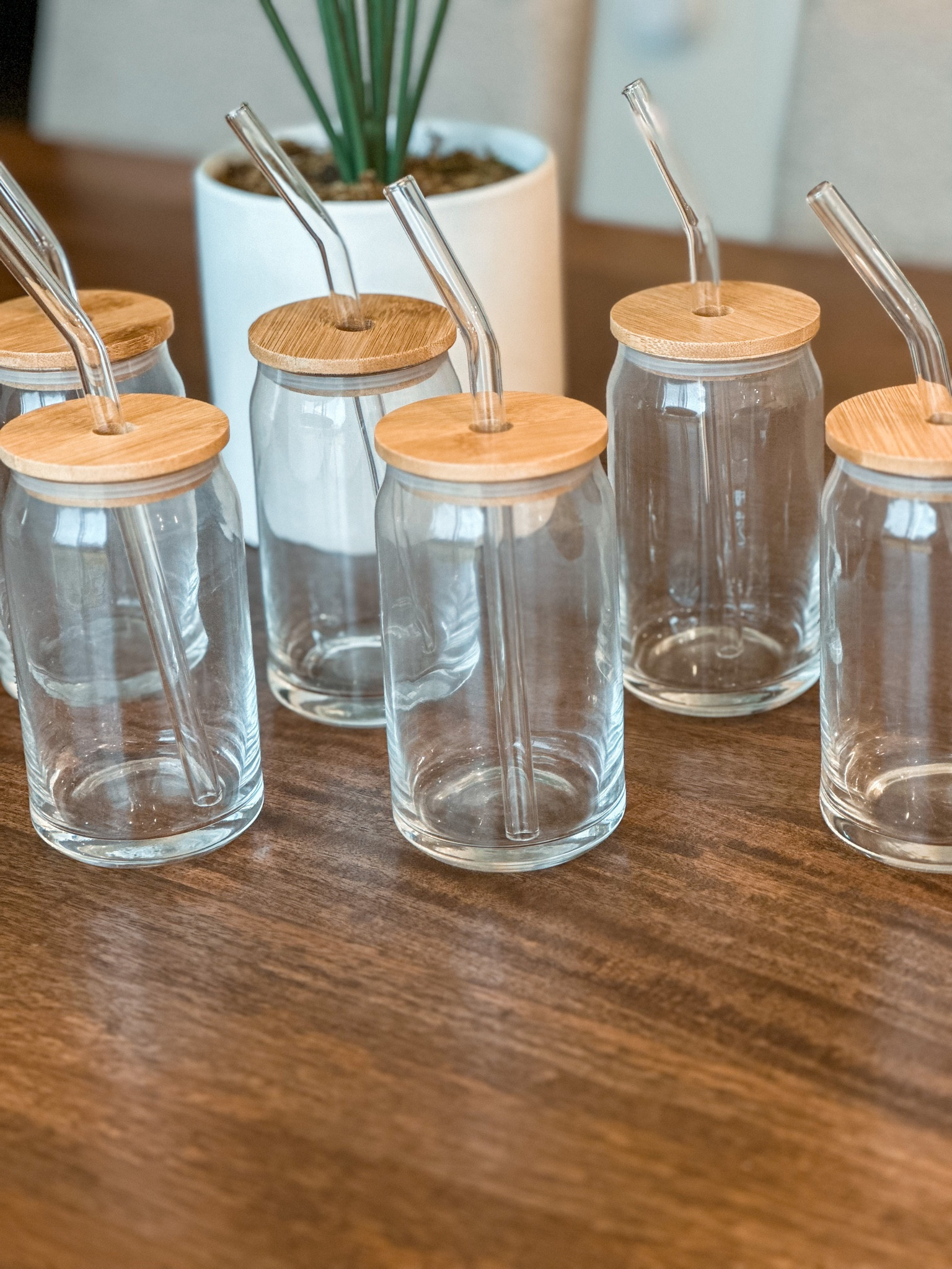 Amazon glass drinking cups with bamboo lid and glass reusable straw. Easy to clean - comes with straw cleaners. Perfect for iced coffee, smoothies, greens, etc. Comes in a set of 6 for under $25! 

#LTKhome #LTKunder50 #LTKFind