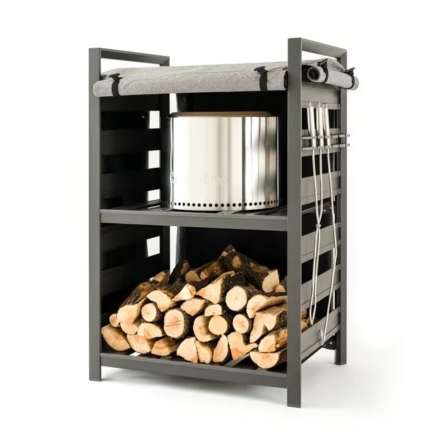 Solo Stove Station + UVC Coated Cover Aluminum Firewood Rack for Fire Pits, Grey | Walmart (US)