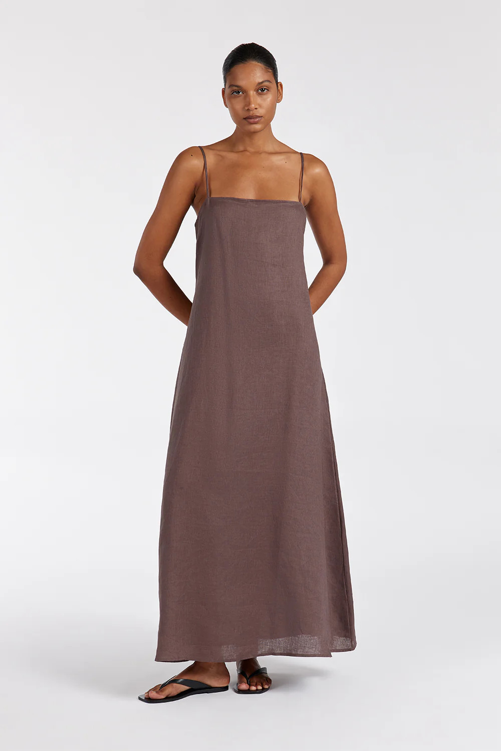 JEM CHOC LINEN MAXI DRESS | DISSH