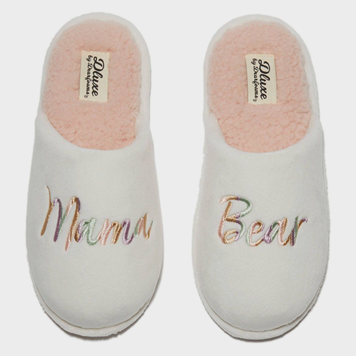 dluxe by dearfoams Women's Mama Bear Slippers - Cream | Target