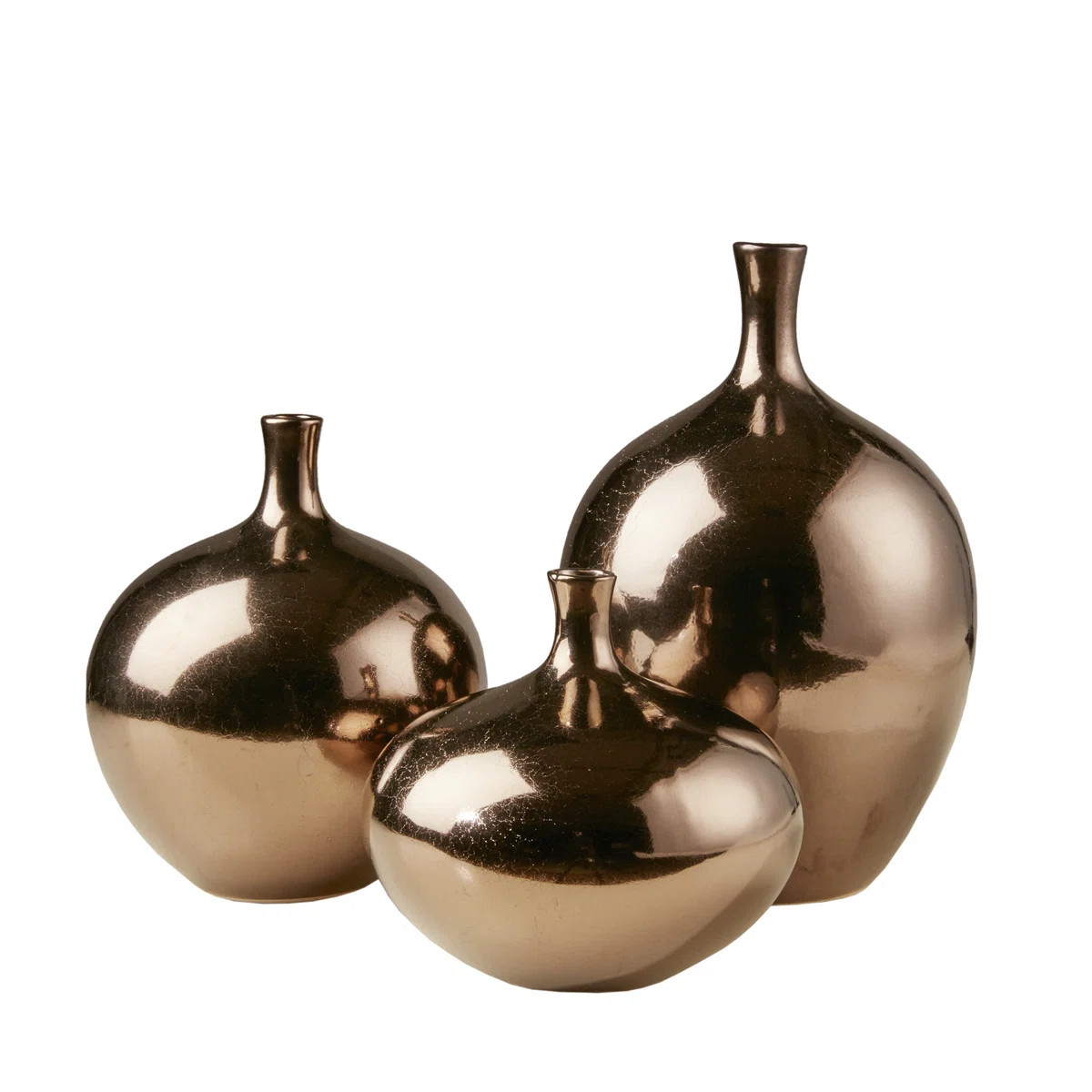 Ansen Mirrored Ceramic Decorative Vases 3-piece set | Wayfair North America