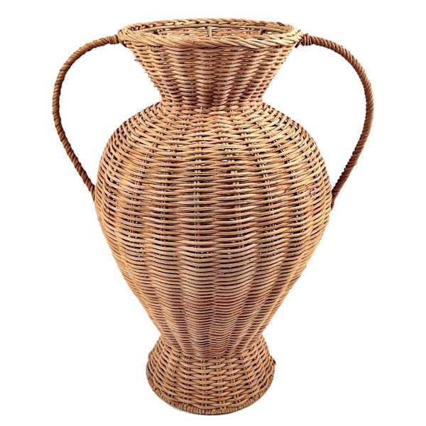 Natural Rattan Vase with Handles, 15.75" | At Home