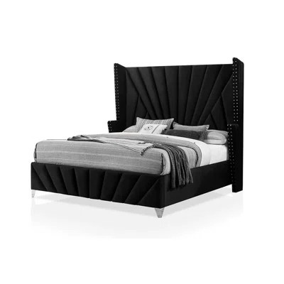 Bedroom Wingback Headboard 1Pc Bed Furniture Fabric Upholstered Unique Beautiful Bed | Wayfair North America