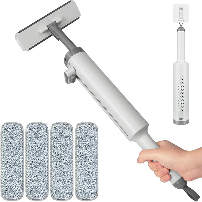 Portable Mini Cleaning Squeeze, Small Short Flat Mop with Rotatable Head and Reusable Microfiber ... | Amazon (US)