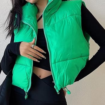 KEOMUD Women's Winter Crop Vest Lightweight Sleeveless Warm Outerwear Puffer Vest Padded Gilet | Amazon (US)