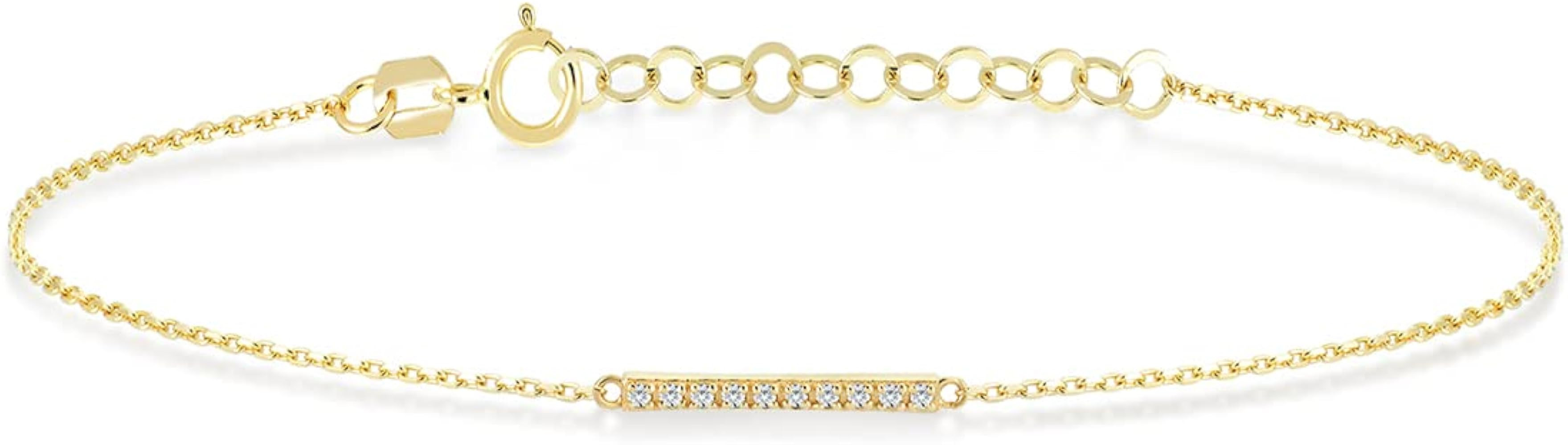 GELIN Diamond Bar Bracelet in 14K Solid Gold | Amazon (US)