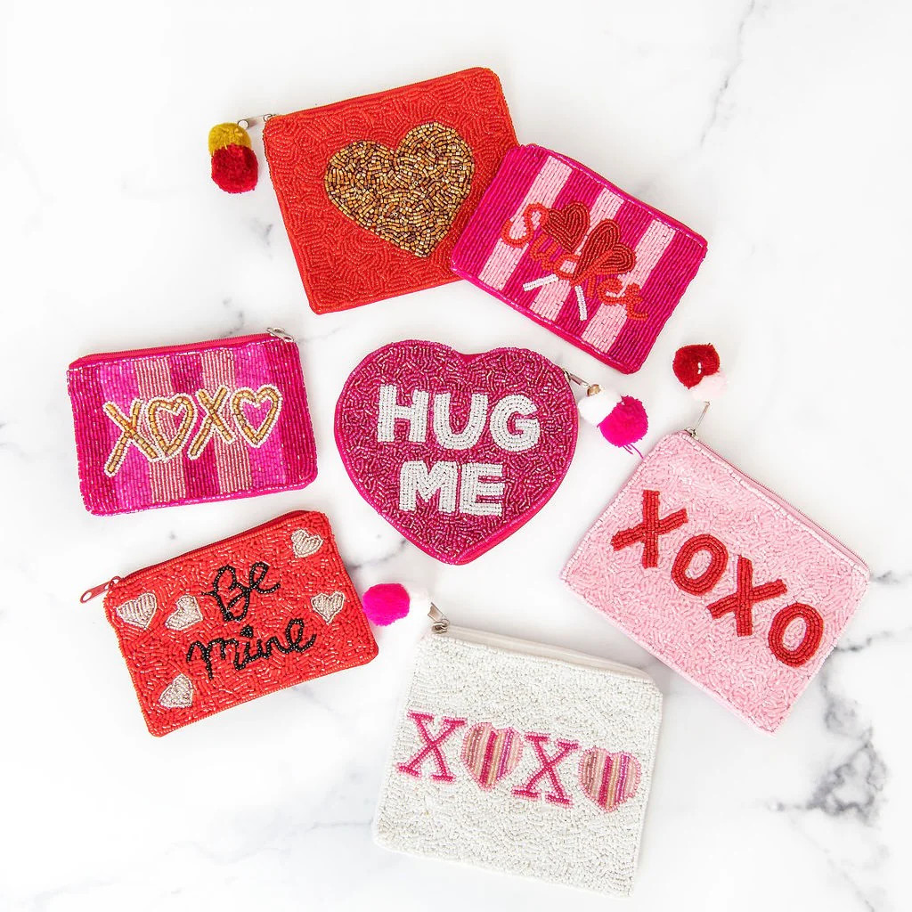 BE MINE Beaded Coin Purse | Golden Thread