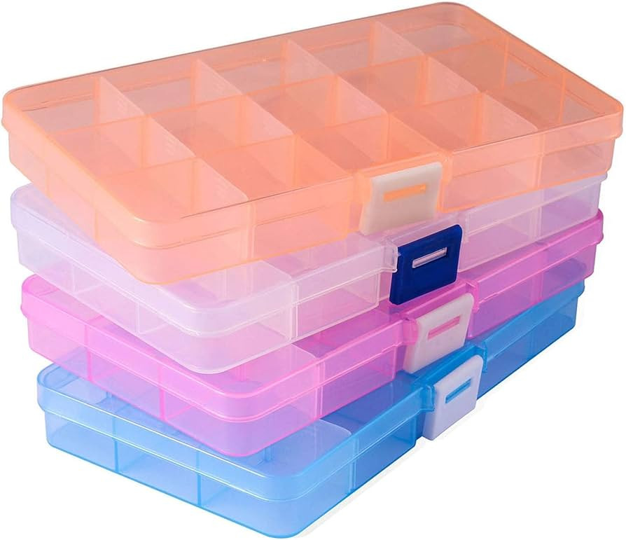 Opret 15 Girds Bead Organizer(4 Pack), Earring Organizer Box, SMALL Plastic Containers with Adjus... | Amazon (US)