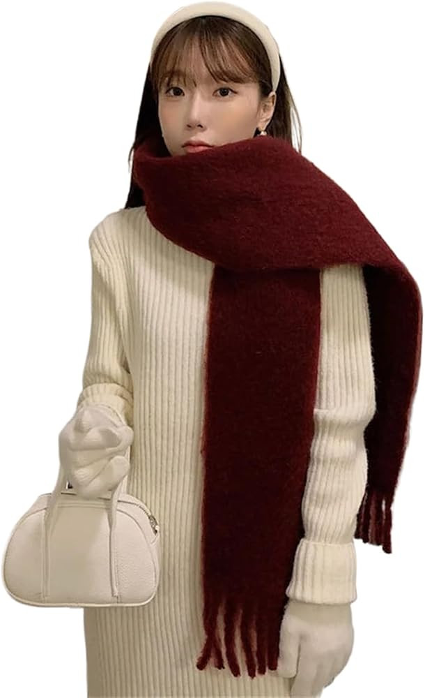JYHBHMZG Japanese Korean Solid Scarf Cashmere Warm Shawl Wraps Winter Classic Tassels Fluffy Scar... | Amazon (US)