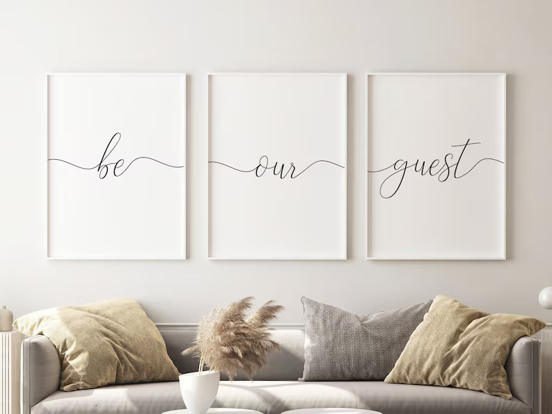 be our guest set of 3 prints be our guest printable wall art guest room prints download guest bed... | Etsy (CAD)