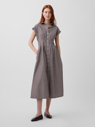 Poplin Cinched Midi Shirtdress | Gap (US)