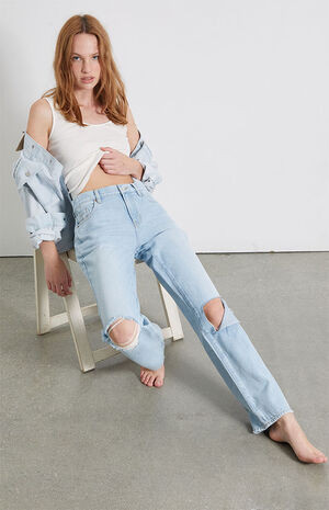 PacSun Eco Light Blue Cutout Boyfriend Jeans | PacSun | PacSun