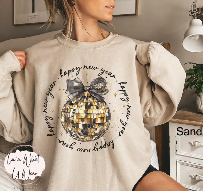 Faux Glitter Coquette Disco Ball New Years Sweatshirt Happy New Year Shirt 2026 Shirt New Years E... | Etsy (US)