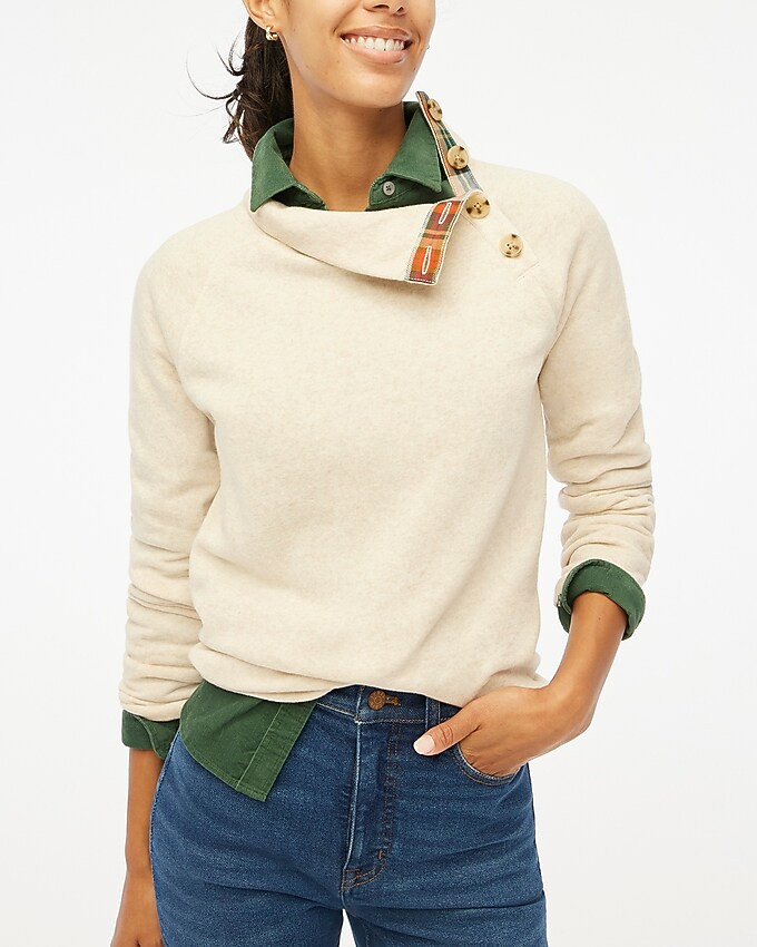 Wide button-collar pullover sweatshirt | J.Crew Factory