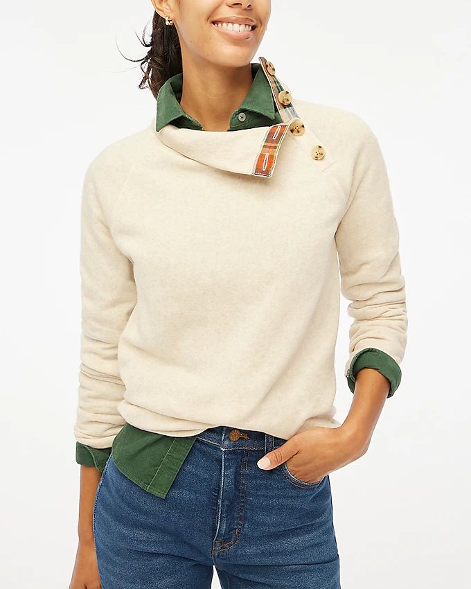 Wide button-collar pullover sweatshirt | J.Crew Factory