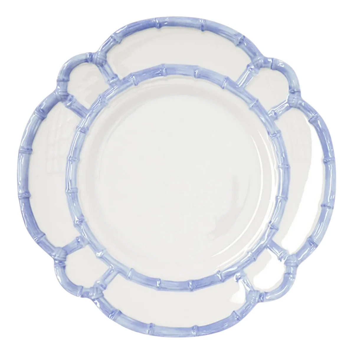 Set of 4 French Blue Bamboo Touch Dinner Plates with Bamboo Rim | The Well Appointed House, LLC