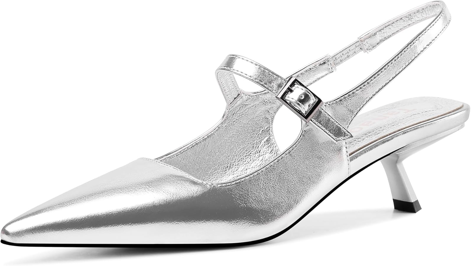 Womens Kitten Heels Closed Toe Pointed Toe Elastic Slingback Heels Women Pumps Wedding Dress Shoe... | Amazon (US)