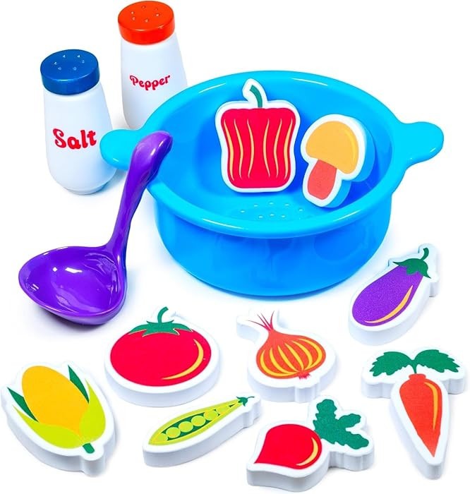 Tub Works® Tub Soup™ Scoop, Strain & Play Toddler Bath Toy | Floating Foam Veggies, Ladle for ... | Amazon (US)