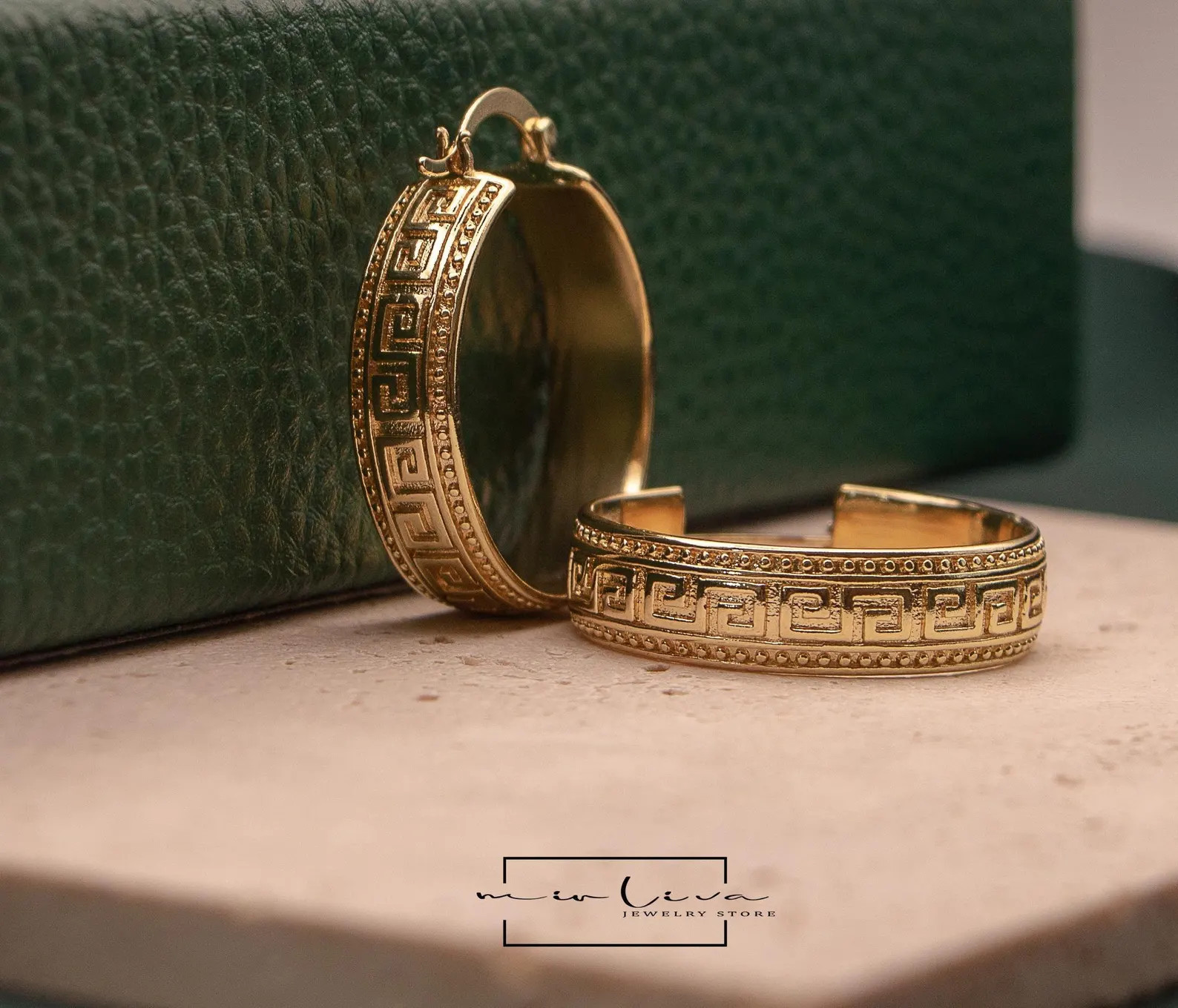 Gold Greek Key Hoops - Waterproof Meander Earrings - Ancient Greek Jewelry - Tarnish Free - Elega... | Etsy (Global)