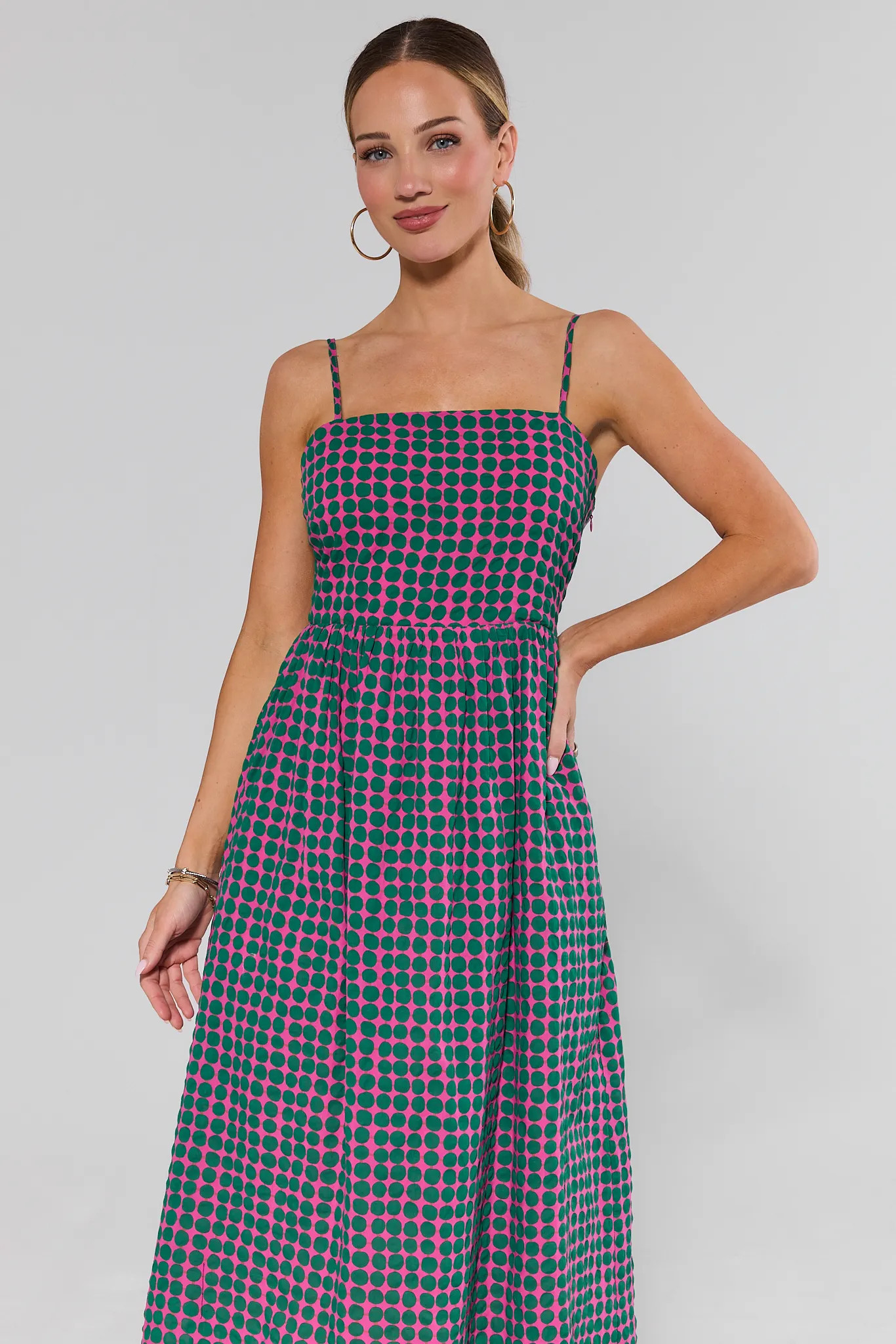 Pink Polka Dot Maxi Dress | Avara