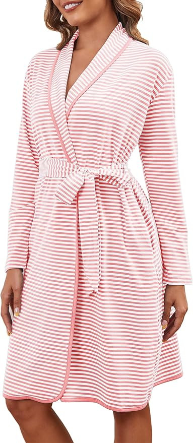 Cotton Robes for Women Striped Long Sleeve Kimono Bath Robe Lightweight House Coat Bathrobe Loung... | Amazon (US)