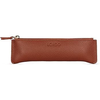 Zippered Genuine Leather Pen and Pencil Case Cosmetic Pouch | Amazon (US)