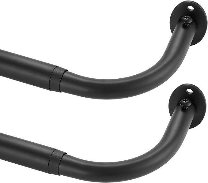 2 Pack Black Curtain Rods 84-120 Inch, Wrap Around Design, Industrial Curtain Rods, Single Draper... | Amazon (US)
