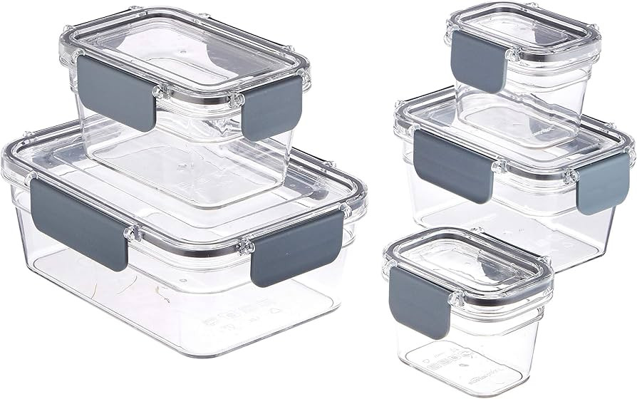 Amazon Basics Tritan Locking Food Storage Container, 10 Pieces, 5 Count (5 Containers With 5 Lids... | Amazon (US)