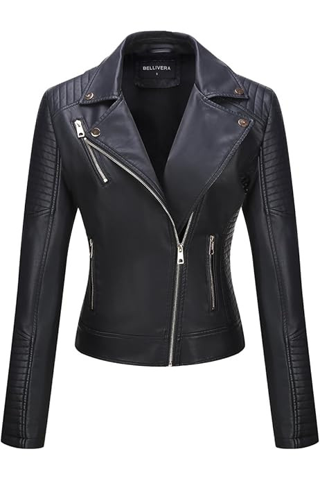 Tanming Women's Faux Leather Moto Biker Short Coat Jacket | Amazon (US)