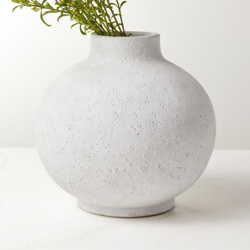 Coralie Round White Terracotta Vase + Reviews | CB2 | CB2