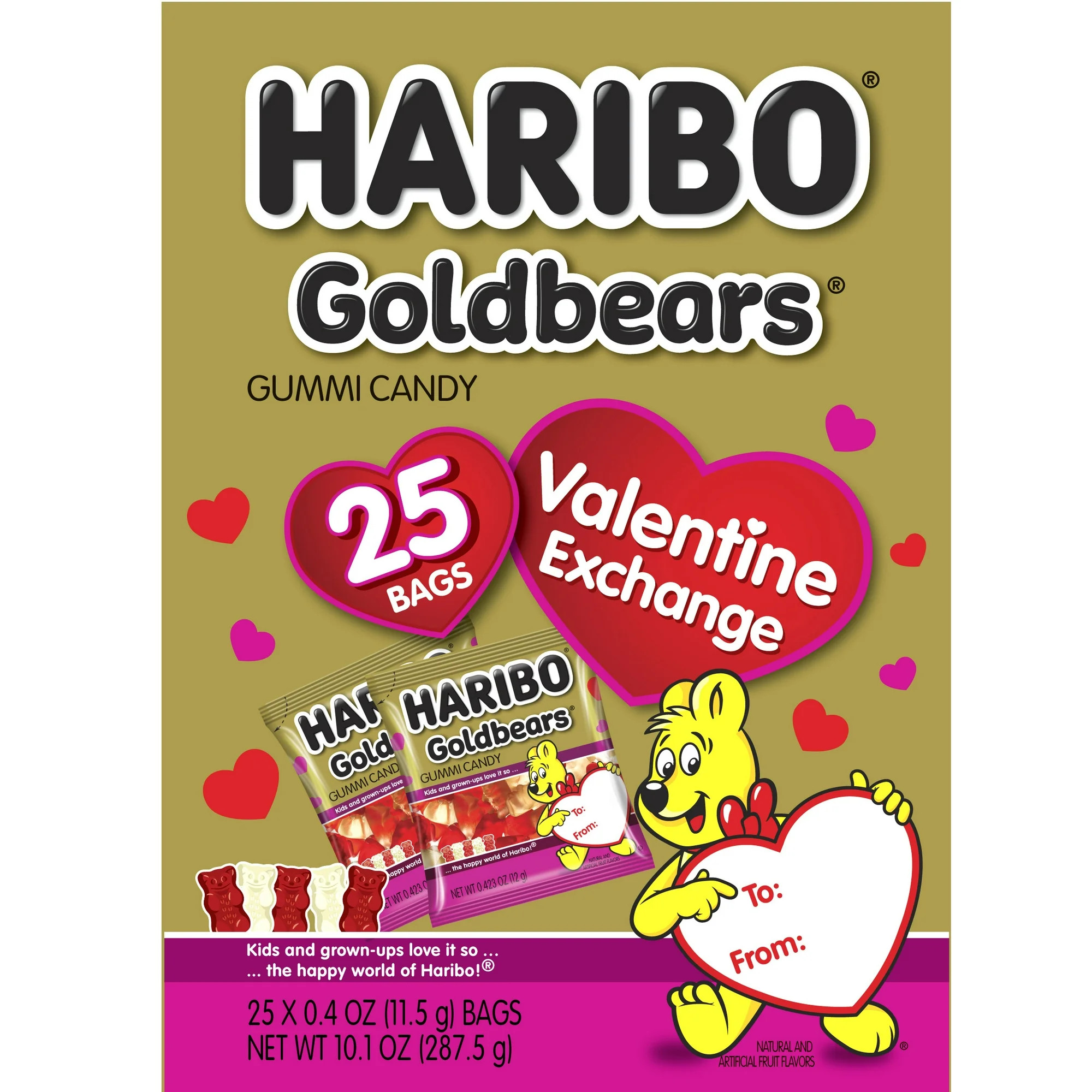 HARIBO Goldbears Gummy Bears Valentine's Day Exchange Kit Gummy Candy, 10.1oz, 25ct Mini .4oz Gum... | Walmart (US)
