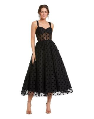 Petite Polka Dot Net Bustier A-Line Midi Dress | Macy's