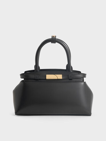 Black Aurelia Metallic-Accent Elongated Tote | CHARLES & KEITH UK | Charles & Keith UK