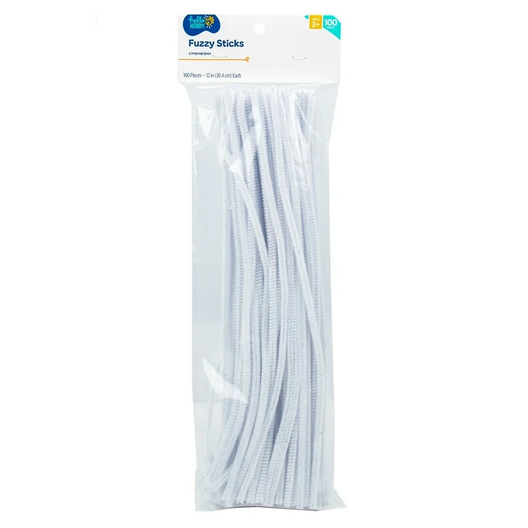 Hello Hobby White Fuzzy Sticks, 100-Pack, 12" | Walmart (US)