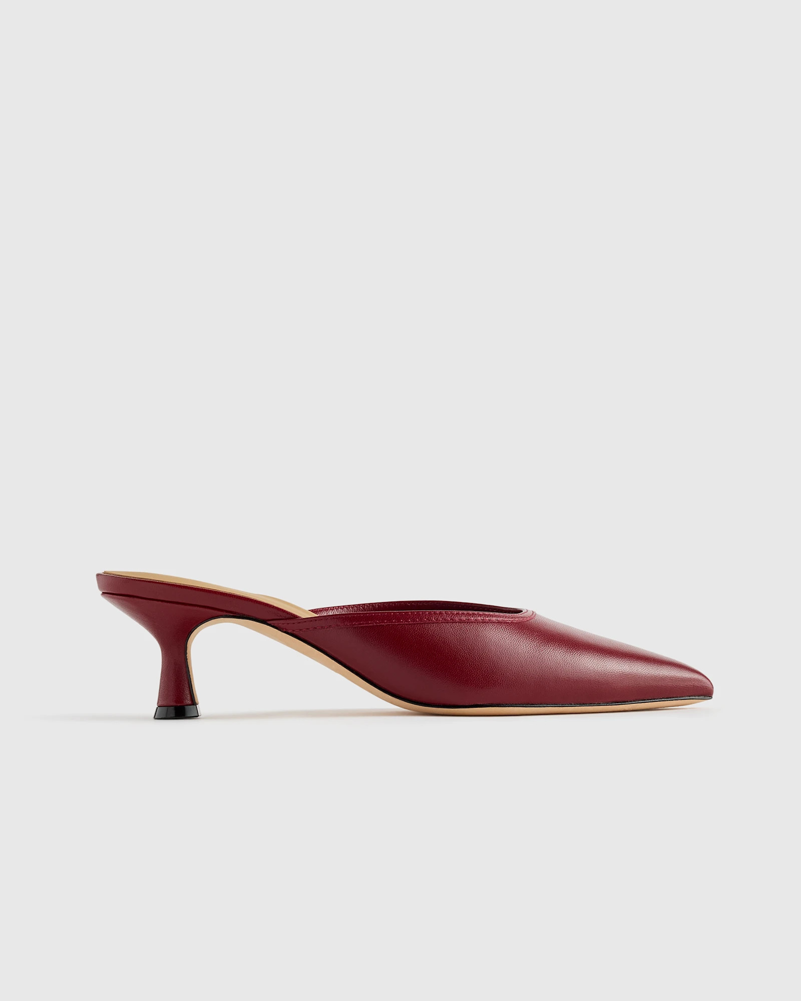 Quince | Women's Italian Leather 40mm Kitten Heel Mule in Black, Size 9.5 | Quince