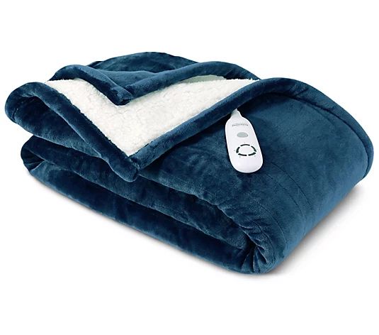 Berkshire 50x60" Velvetsoft Rev. to Sherpa Heated Throw - QVC.com | QVC