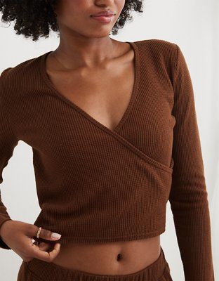 Aerie Waffle Wrap Top | American Eagle Outfitters (US & CA)