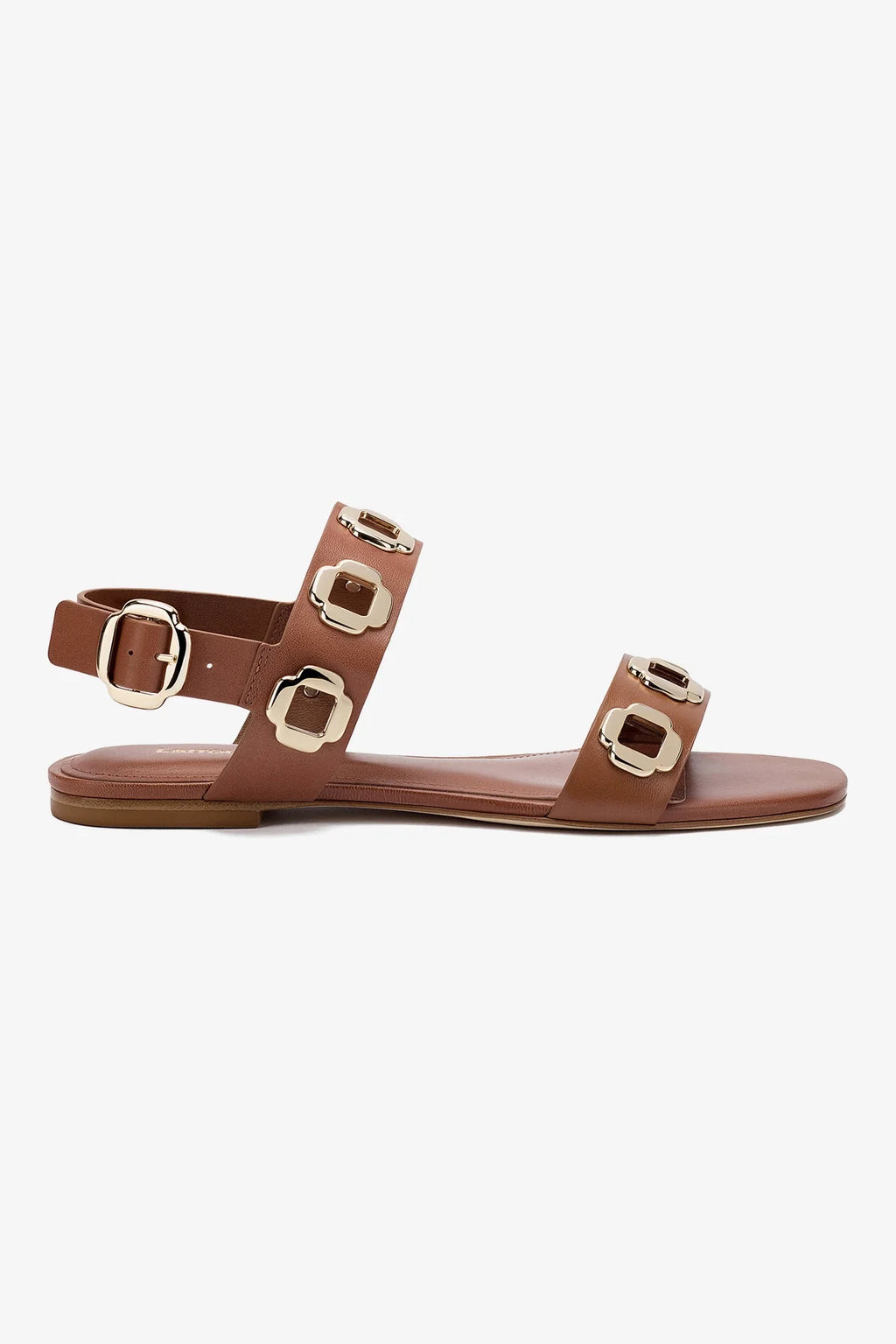 Milan Flat Sandal In Caramel Leather | Larroude