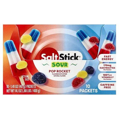 SaltStick, Energy Gummies, Sour Pop Rocket, 10 Packets, 1.41 oz (40 g) Each | iHerb