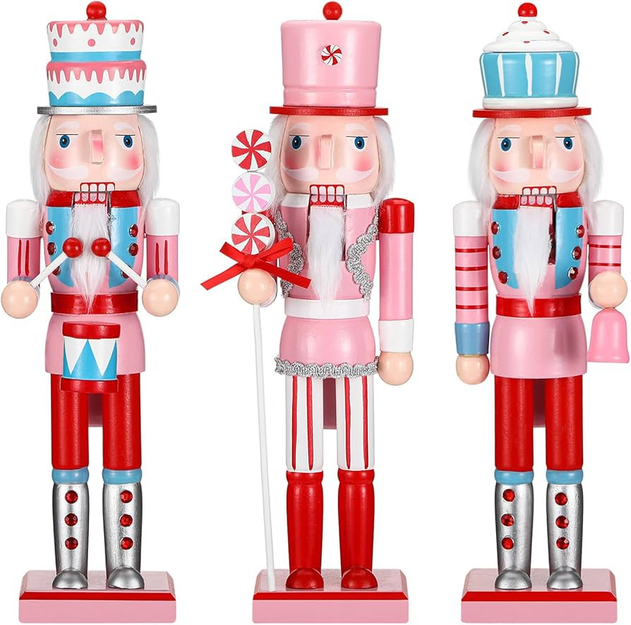 Geetery 3 Pcs Christmas Nutcrackers Figures Decor 14 Inch Wooden Nutcracker Decorations Large Chr... | Amazon (US)